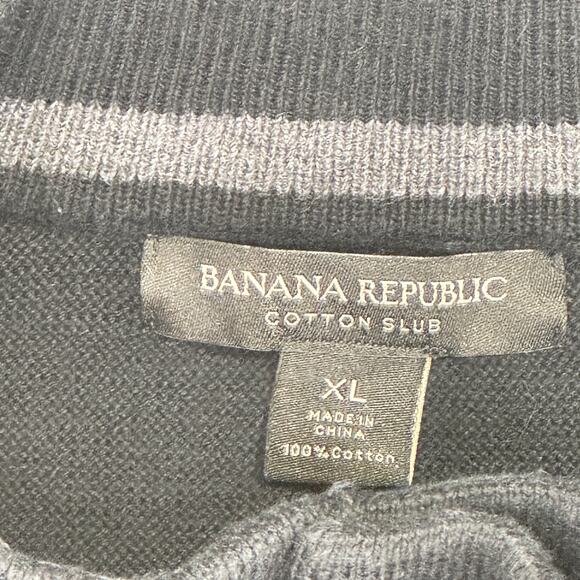 Banana Republic Cardigan Sweater Mens Sz XL Cotton Slub Black Pockets Mock Neck - Picture 3 of 6